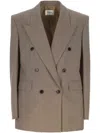 Saint Laurent Tailored Wool Blazer In Brown
