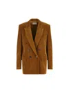 Saint Laurent Jacket In Corduroy In Brown