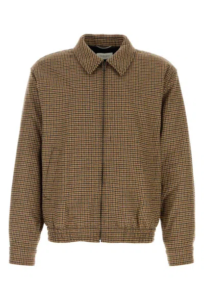 Saint Laurent Wool Blend Bomber Jacket Collar Design In Brown