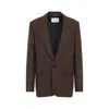 Saint Laurent Embroidered Wool Blazer In Brown