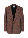 Saint Laurent Embroidered Wool Blazer In Brown