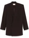 Saint Laurent Silk Crepe Blazer In Mousse De Soie/chocolat