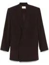 Saint Laurent Silk Crepe Blazer In Mousse De Soie/chocolat