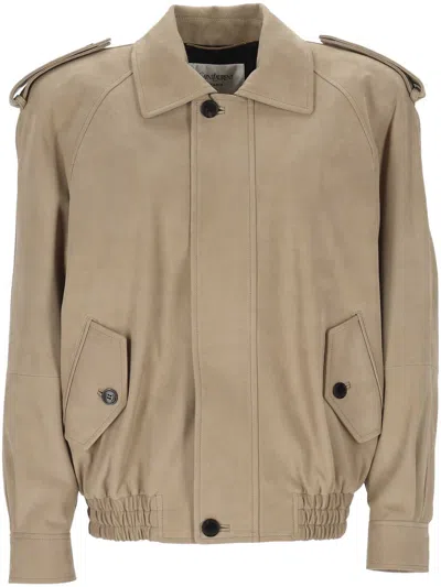 Saint Laurent Cappuccino Leather Jacket In Brown