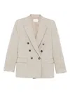 Saint Laurent Double-breasted Button Blazer In Neutral