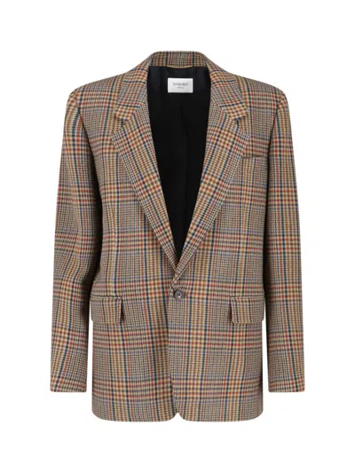 Saint Laurent Tailored Blazer Flap Pockets In Neutral