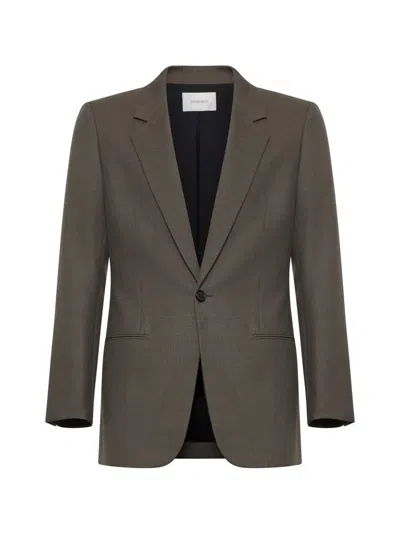 Saint Laurent Single-breasted Wool Blazer In Taupe Chine