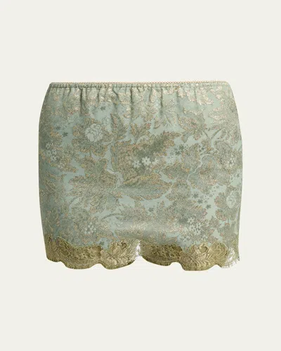 Saint Laurent Jacquard And Lace Baroque Mini Skirt In Multi