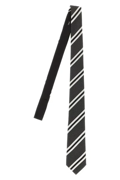 Saint Laurent Jacquard Diagonal Striped Tie In Multi
