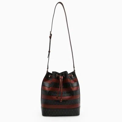 Saint Laurent Jacquard Leather Seau Medium Bucket Bag In Marrone