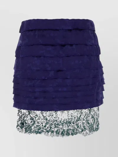 Saint Laurent Jacquard Mini Skirt Lace Hem