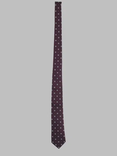 Saint Laurent Jacquard Silk Tie In Bordeaux
