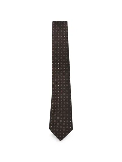 Saint Laurent Jacquard Silk Tie In Multi