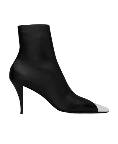 Saint Laurent Jam Leather Ankle Boots In Black