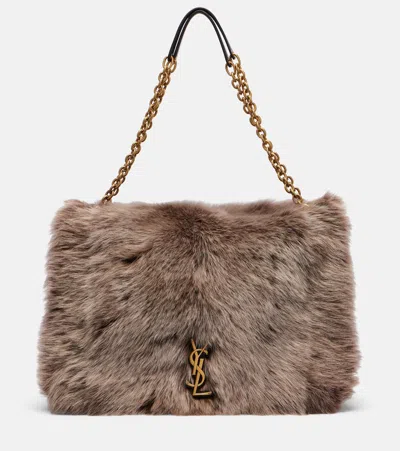 Saint Laurent Jamie 4.3 Large Shearling Shoulder Bag In Gray