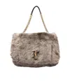 Saint Laurent Jamie 4.3 Large Ysl Shearling Shoulder Bag In Brown