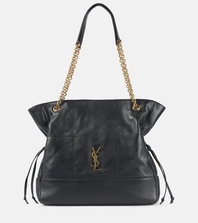 Saint Laurent Jamie Shopping Medium Leather Tote Bag In Black