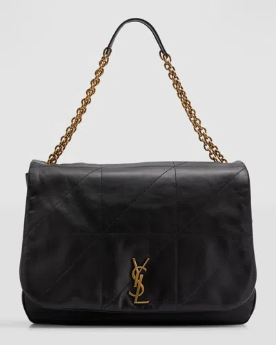 Saint Laurent Jamie 4.3 Maxi Ysl Shoulder Bag In Smooth Leather In Black