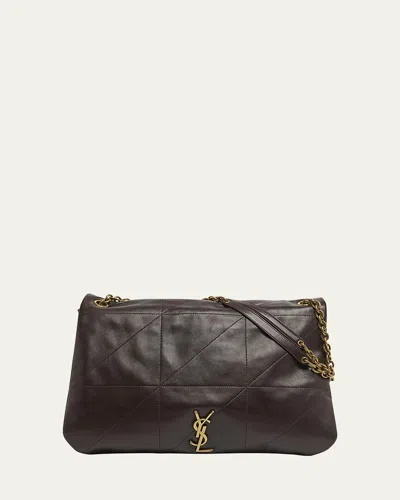 Saint Laurent Jamie 4.3 Maxi Ysl Shoulder Bag In Smooth Leather In Dark Sweet Chocolate