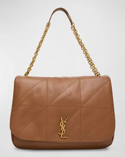 Saint Laurent Jamie 4.3 Maxi Ysl Shoulder Bag In Smooth Leather In Light Fox