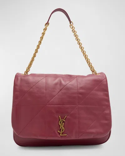 Saint Laurent Jamie 4.3 Maxi Ysl Shoulder Bag In Smooth Leather In New Dark Bordeaux