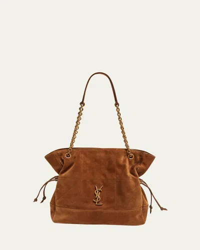Saint Laurent Jamie 4.3 Medium Ysl Tote Bag In Suede In Caramel Cognac