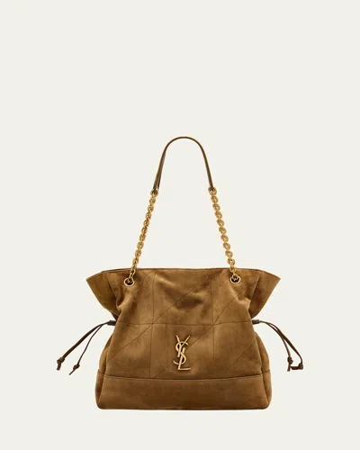 Saint Laurent Jamie 4.3 Medium Ysl Tote Bag In Suede In Golden Leaf