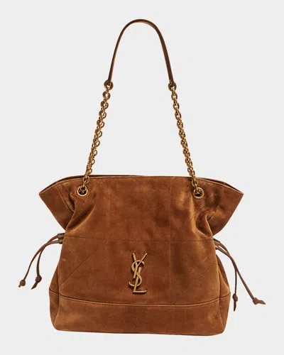 Saint Laurent Jamie 4.3 Medium Ysl Tote Bag In Suede In Orange
