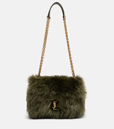 Saint Laurent Jamie 4.3 Mini Shearling Shoulder Bag In Green