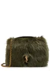 Saint Laurent Jamie 4.3 Mini Shearling Shoulder Bag In Green