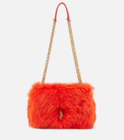 Saint Laurent Jamie 4.3 Mini Shearling Shoulder Bag In Orange