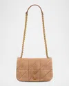Saint Laurent Jamie 4.3 Mini Ysl Chain Shoulder Bag In Quilted Suede In Whisper Pink