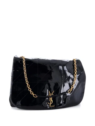 Pre-owned Saint Laurent Jamie 4.3 Quilted Patent Large Shoulder Bag In Black