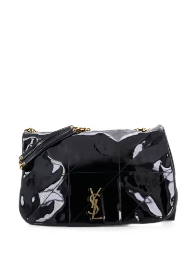 Pre-owned Saint Laurent Jamie 4.3 Quilted Patent Large Shoulder Bag In Black