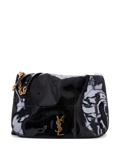 Pre-owned Saint Laurent Jamie 4.3 Quilted Patent Large Shoulder Bag In Black