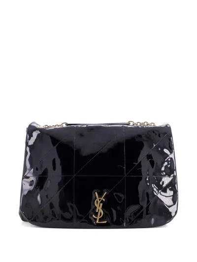 Pre-owned Saint Laurent Jamie 4.3 Quilted Patent Large Shoulder Bag In Black