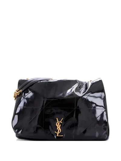 Pre-owned Saint Laurent Jamie 4.3 Quilted Patent Large Shoulder Bag In Black