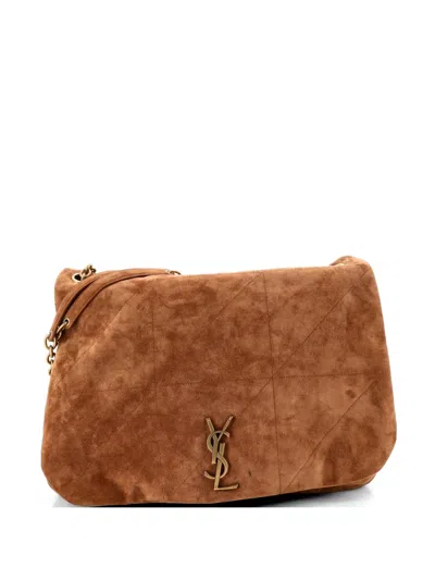 Pre-owned Saint Laurent Jamie 4.3 Quilted Suede Large Shoulder Bag In Brown