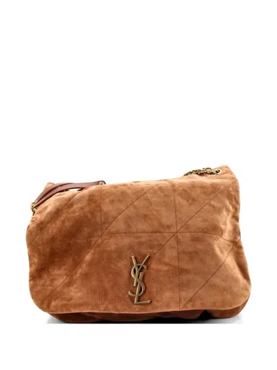 Pre-owned Saint Laurent Jamie 4.3 Quilted Suede Large Shoulder Bag In Brown