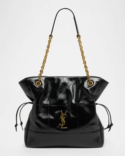 Saint Laurent Jamie 4.3 Small Ysl Shopper Tote Bag In Leather In Black