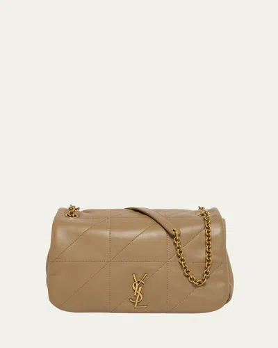 Saint Laurent Jamie 4.3 Small Ysl Shoulder Bag In Quilted Smooth Leather In Madder Brown