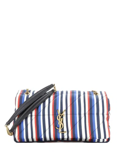 Pre-owned Saint Laurent Jamie Flap Bag Quilted Printed Silk Medium Shoulder Bag In Multi