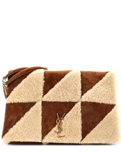 Saint Laurent Jamie Flap Bag Quilted Suede And Shearling Large (authentic Pre-  Loved) In Pattern