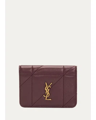 Saint Laurent Jamie Leather Bifold Card Case In Rouge