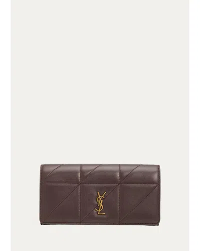 Saint Laurent Jamie Leather Clutch In Rouge