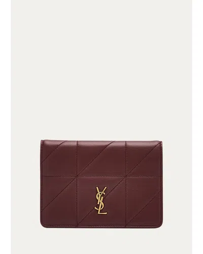 Saint Laurent Jamie Leather Passport Holder In Rouge