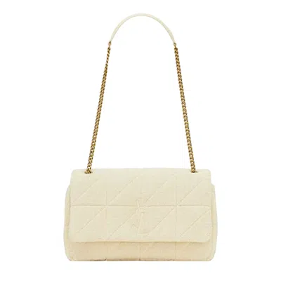 Pre-owned Saint Laurent Jamie Medium Chain Patchwork Bag 'tropcal Sand/shell' In Tan