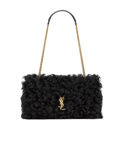 Saint Laurent Jamie Medium In Shearling In Black