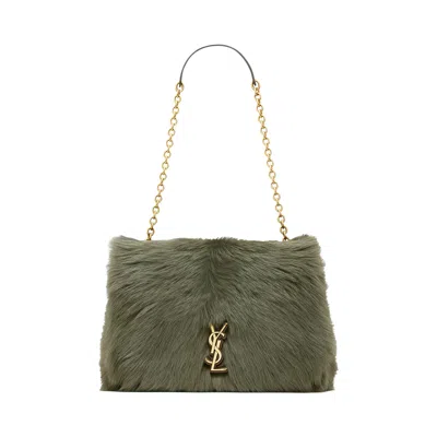 Pre-owned Saint Laurent Jamie Medium In Shearling 'dark Olive' | Green | Women's Size Onesize