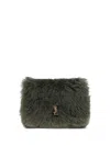 Saint Laurent Jamie Medium Shearling Shoulder Bag In Green